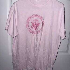 Light Pink Graphic Tee with Emblem
